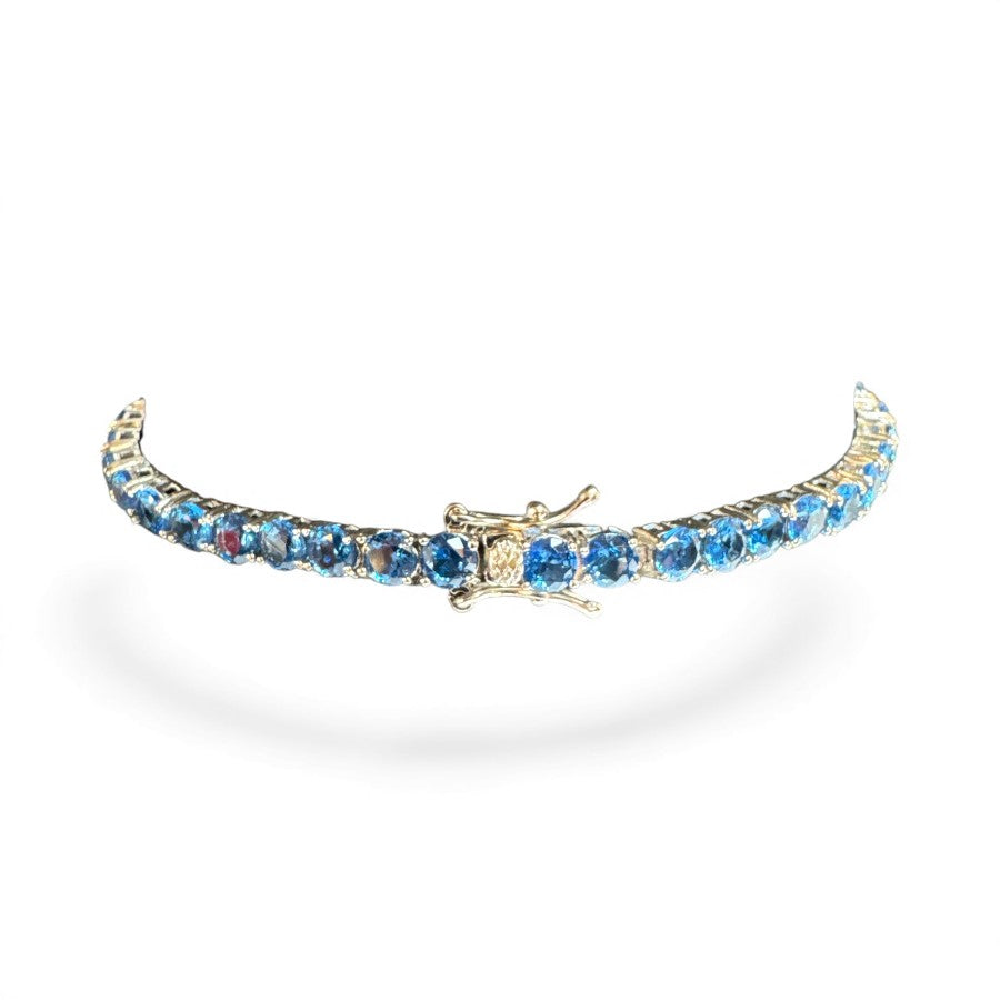 Sterling Silver Bracelet Red CZ Stone 3 mm 7" BRCZ106