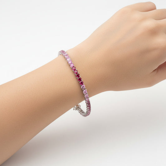 Sterling Silver 7.5" Tennis Bracelet Pink CZ Stone BRCZ106PB