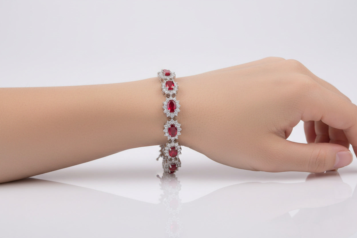 Silver oval shape Princess Diana style bracelet