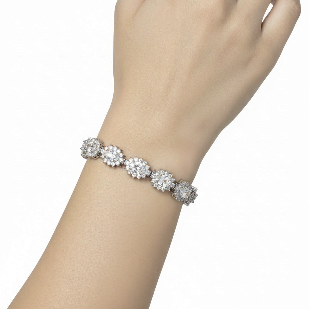 Silver oval shape Princess Diana style bracelet