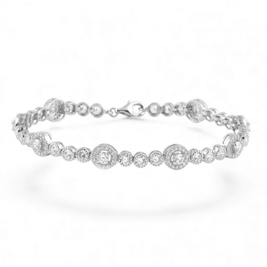 Sterling Silver Bracelet CZ Stone 7.5" BRCZ119