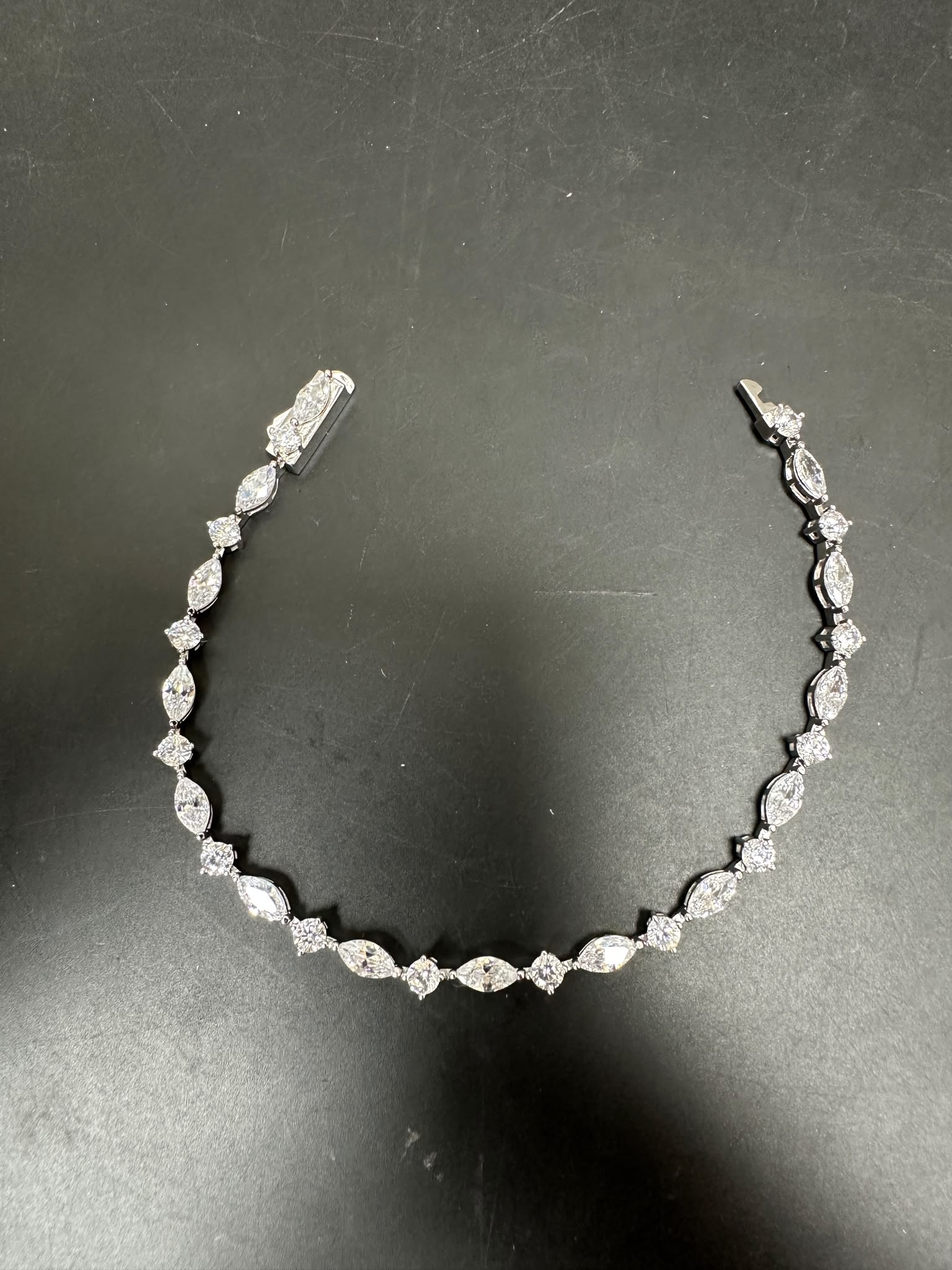 Sterling Silver Cz Bracelet BRCZ1746 featuring round and marquise-cut CZ stones.