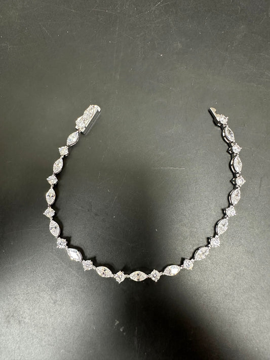 Sterling Silver Cz Bracelet BRCZ1746 featuring round and marquise-cut CZ stones.