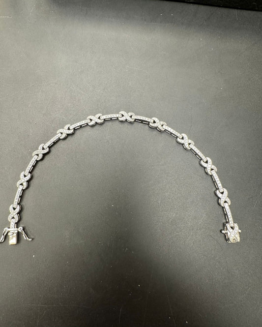 Sterling Silver Infinity Bracelet 7.5" CZ Stone BRCZ330