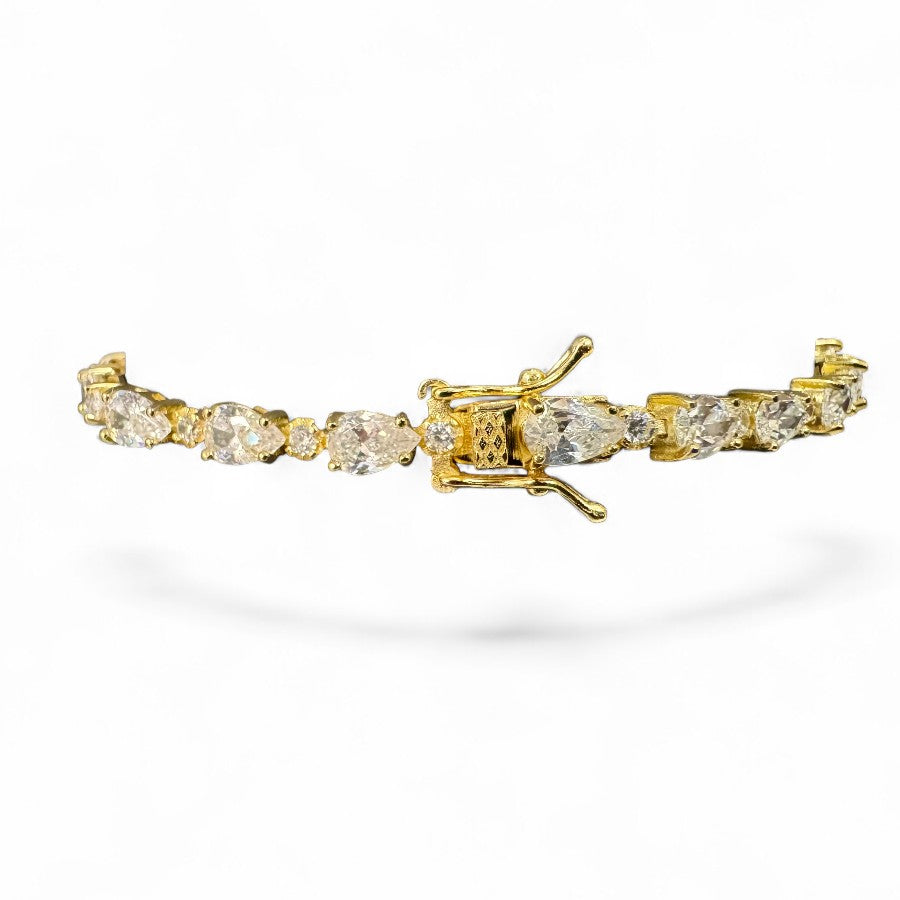 Sterling Silver 7.5" Bracelet Pear Shape CZ Stone BRCZCL501