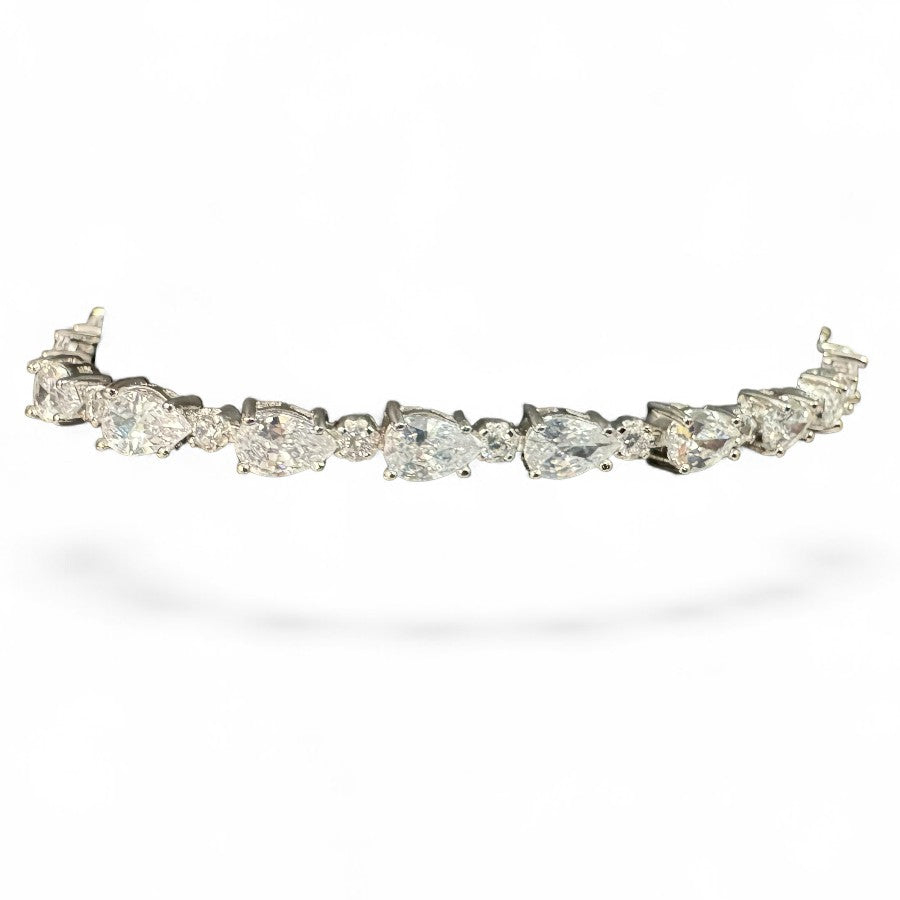 Sterling Silver 7.5" Bracelet Pear Shape CZ Stone BRCZCL501