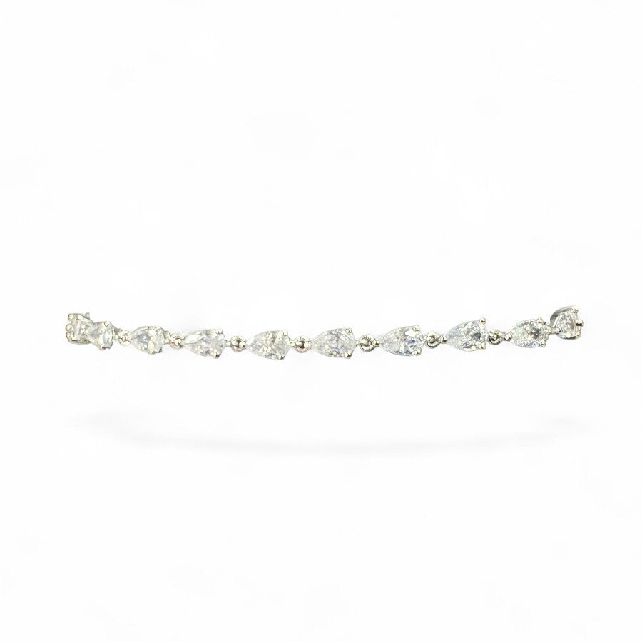 Sterling Silver 7.5" Bracelet Pear Shape CZ Stone BRCZCL501
