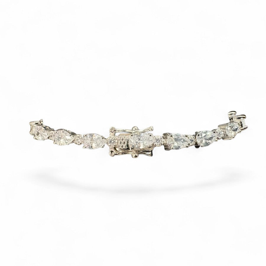 Sterling Silver 7.5" Bracelet Pear Shape CZ Stone BRCZCL501