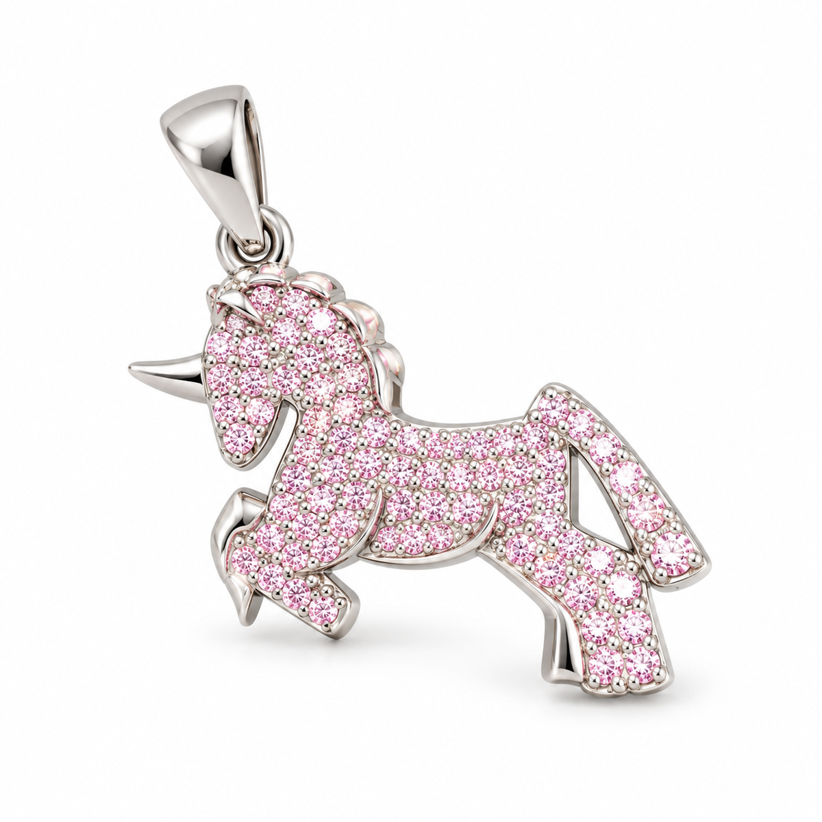Sterling Silver Unicorn Pendant Cz Stone CP500