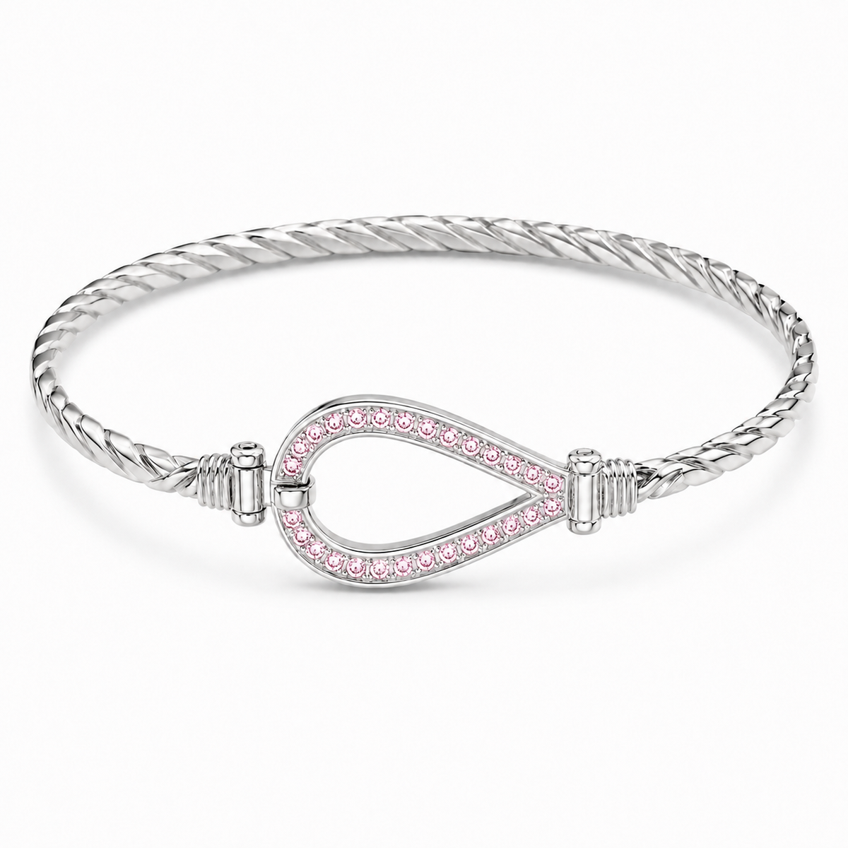 Sterling Silver HorseShoe Bangle Cz Stone BCZ0391
