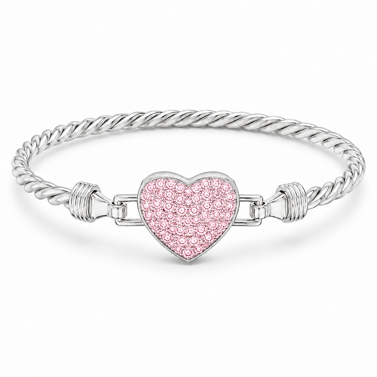 Sterling Silver Heart Kid's Bangle Cz Stone BCZ0464