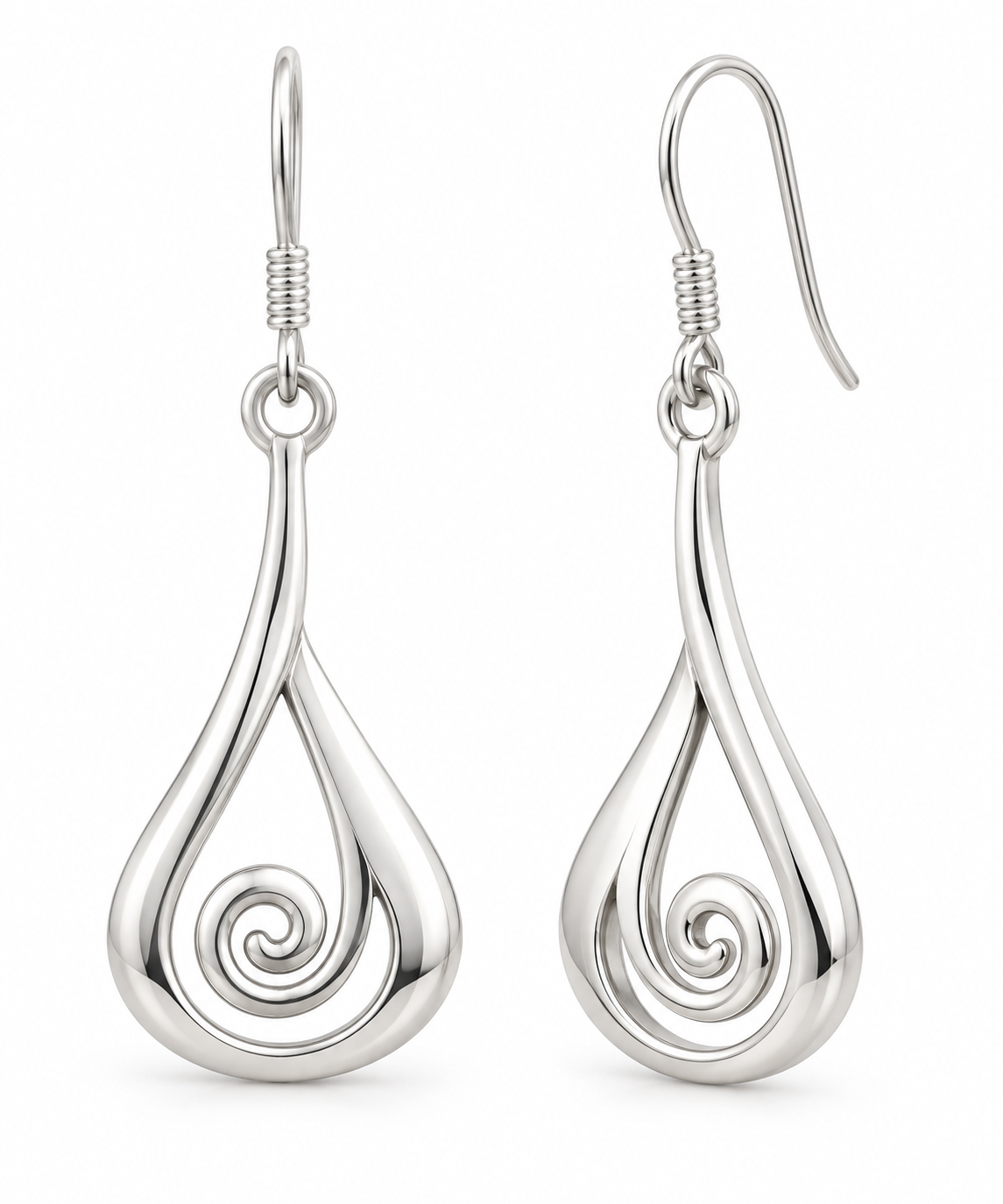 Sterling Silver Plain Celtic Spiral Drop Earrings EP0004