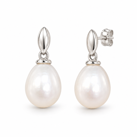 Sterling Silver Tear Drop Pearl Earrings ECZ6004