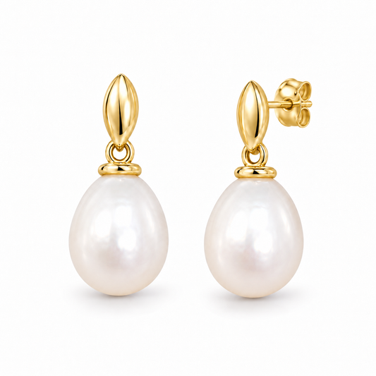 Sterling Silver Tear Drop Pearl Earrings ECZ6004