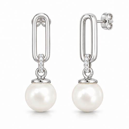 Sterling Silver Drop Pearl Earring EP100613