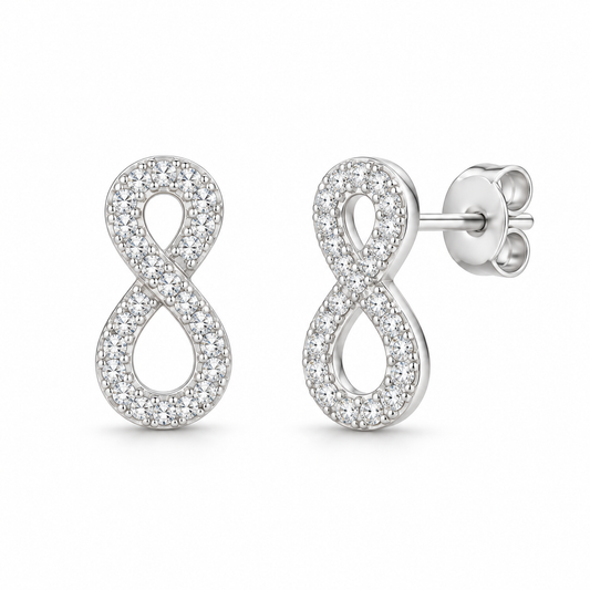 Sterling Silver Cz Infinity Stud ECZ742