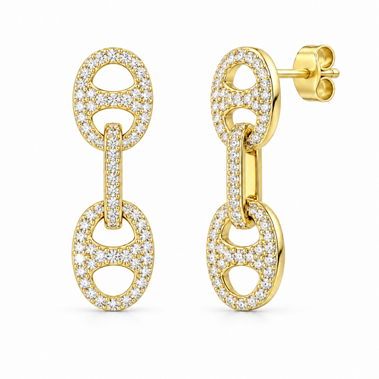Sterling Silver Cz Mariner Link Earrings ECZ6821