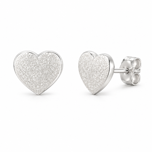 Sterling Silver Stud Earring Plain Heart Shape EP918