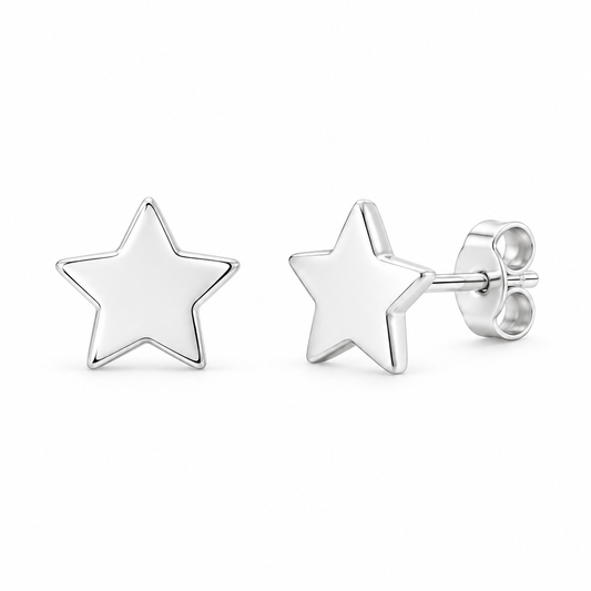 Sterling Silver Plain Star Stud Earring