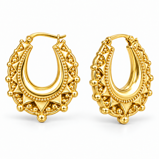 Sterling Silver Vintage Spike Creole Hoop Earrings EP9104S