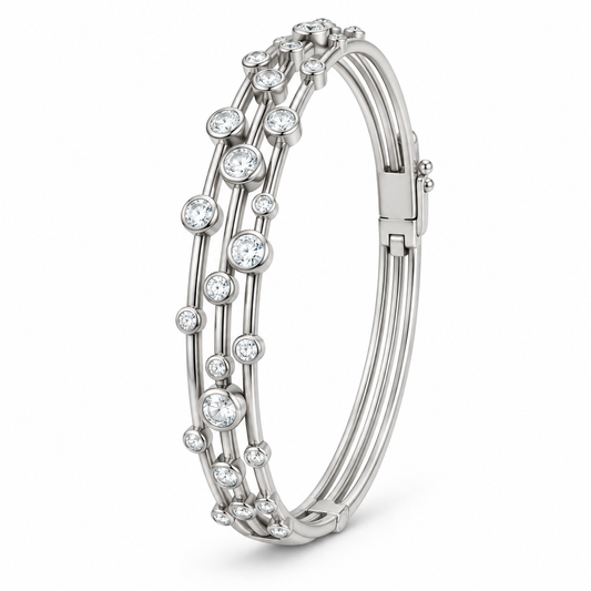 Sterling Silver Bangle CZ Robover Stone BG0353101