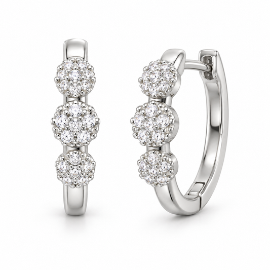 Sterling Silver Round Earring CZ Stone ECZ3006