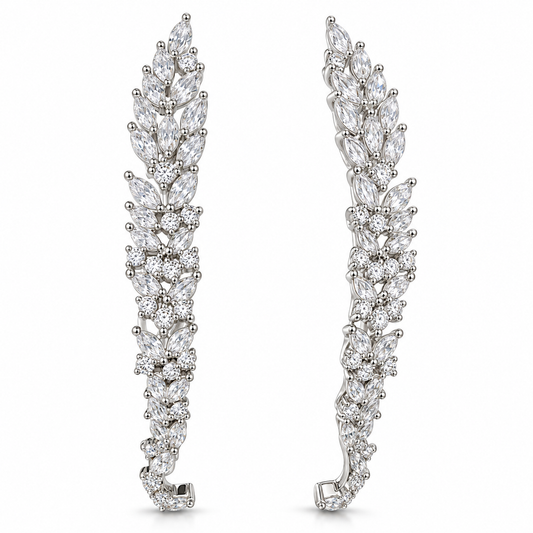 Cascade CZ Drop Earrings - Silver - ECZ1307