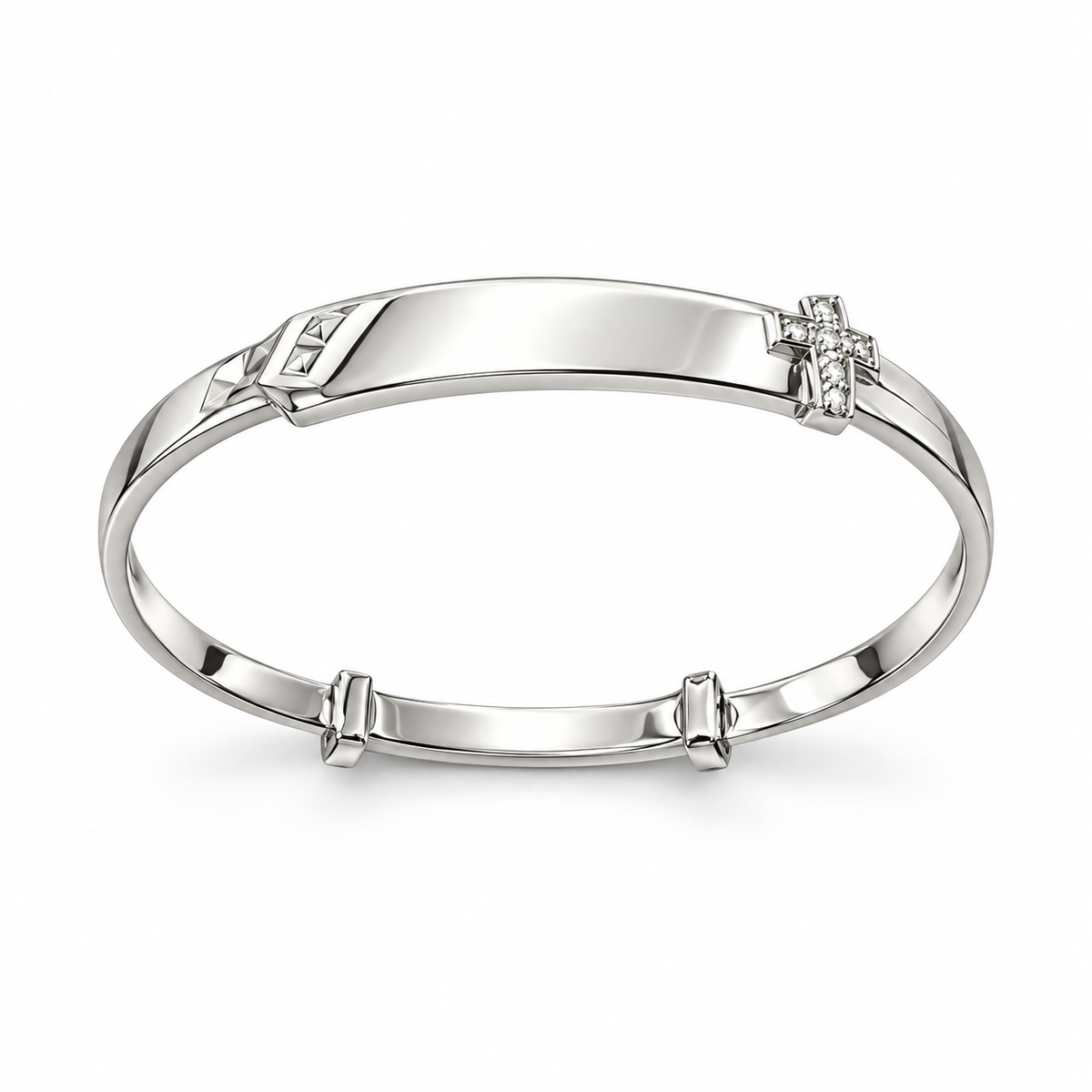 Sterling Silver Children's CZ Cross Bangle