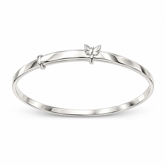 Sterling Silver Children`s Little Butterfly  Bangle BPL10106