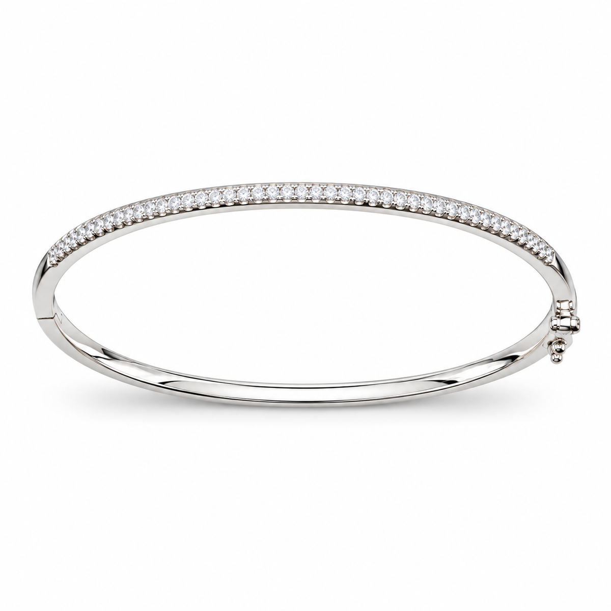 Sterling Silver CZ Oval Bangle