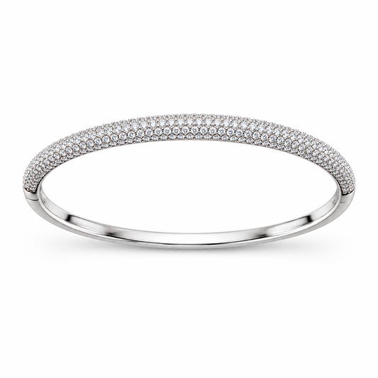 Sterling Silver CZ Oval Bangle