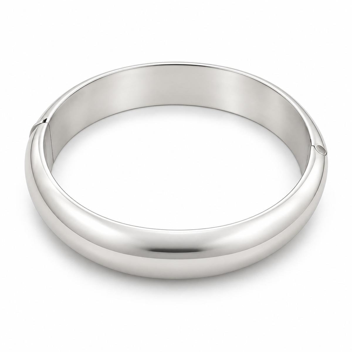 Sterling Silver Round Bangle D-Shape Hinged