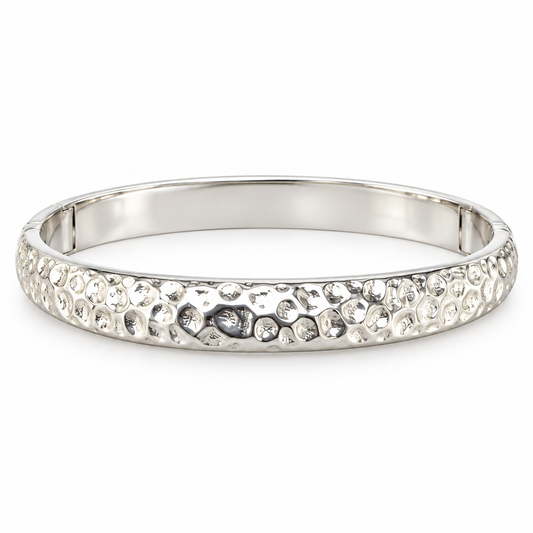 Sterlin Silver Hammered Bangle BPL10128