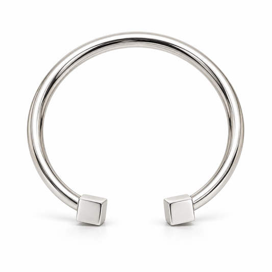 Sterling Silver Square Top Plain Oval Torque Bangle BPL10124