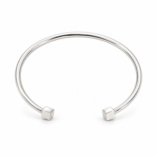 Sterling Silver Square Top Oval Torque Bangle BPL10100L