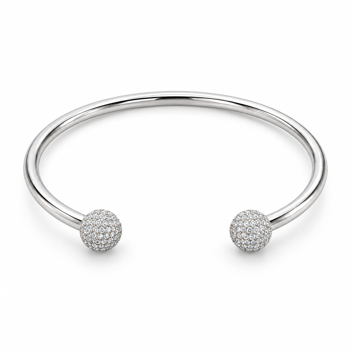 Sterling Silver Oval CZ Top Torque Bangle