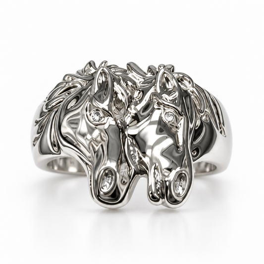 Sterling Silver Horse Ring CZ Stone RCZ3334