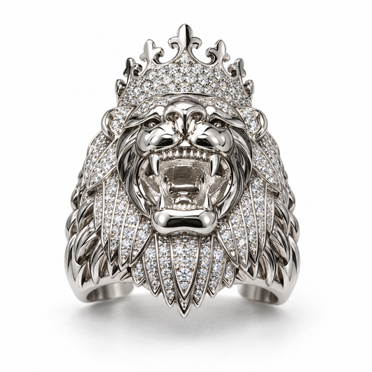 Sterling Silver Lion Ring CZ Stone RCZ3333