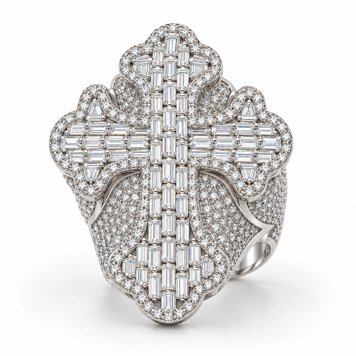 Sterling Silver Cross Ring CZ Stone