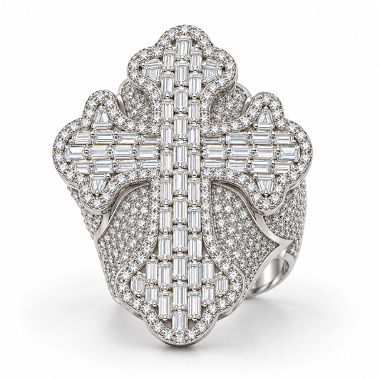 Sterling Silver Cross Ring CZ Stone RCZ3330