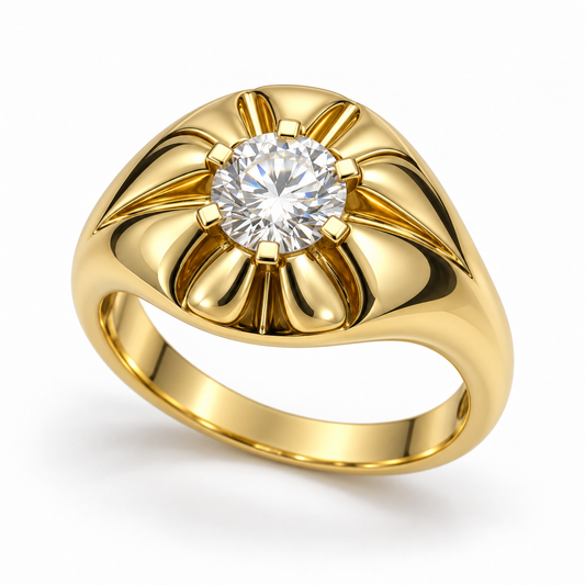 Sterling Silver Gold Plated Ring CZ Stone RCZ3329