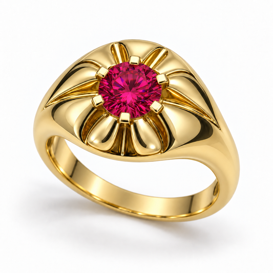 Sterling Silver Gold Plated Ring CZ Stone RCZ3329