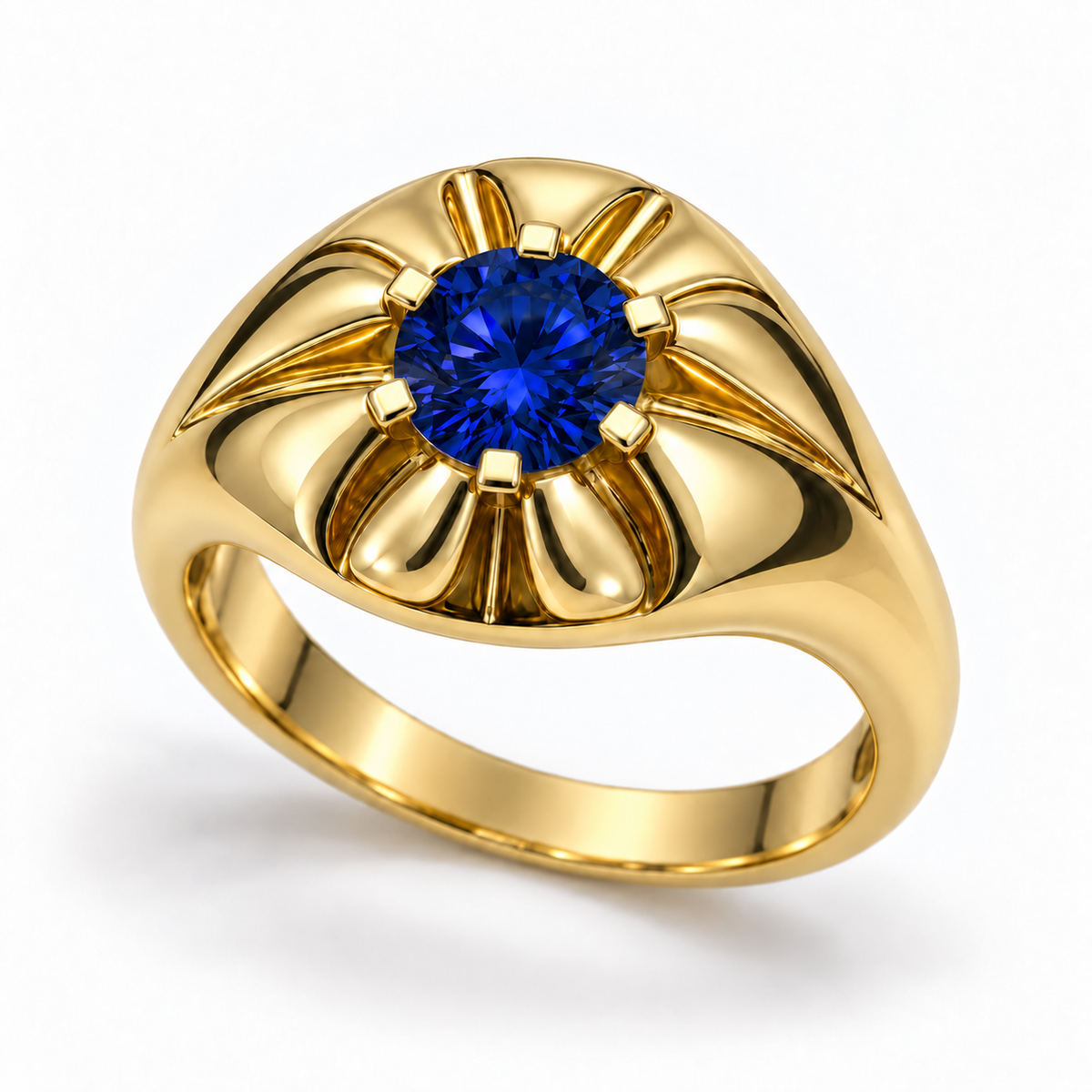 Sterling Silver Gold Plated Ring CZ Stone – Blue