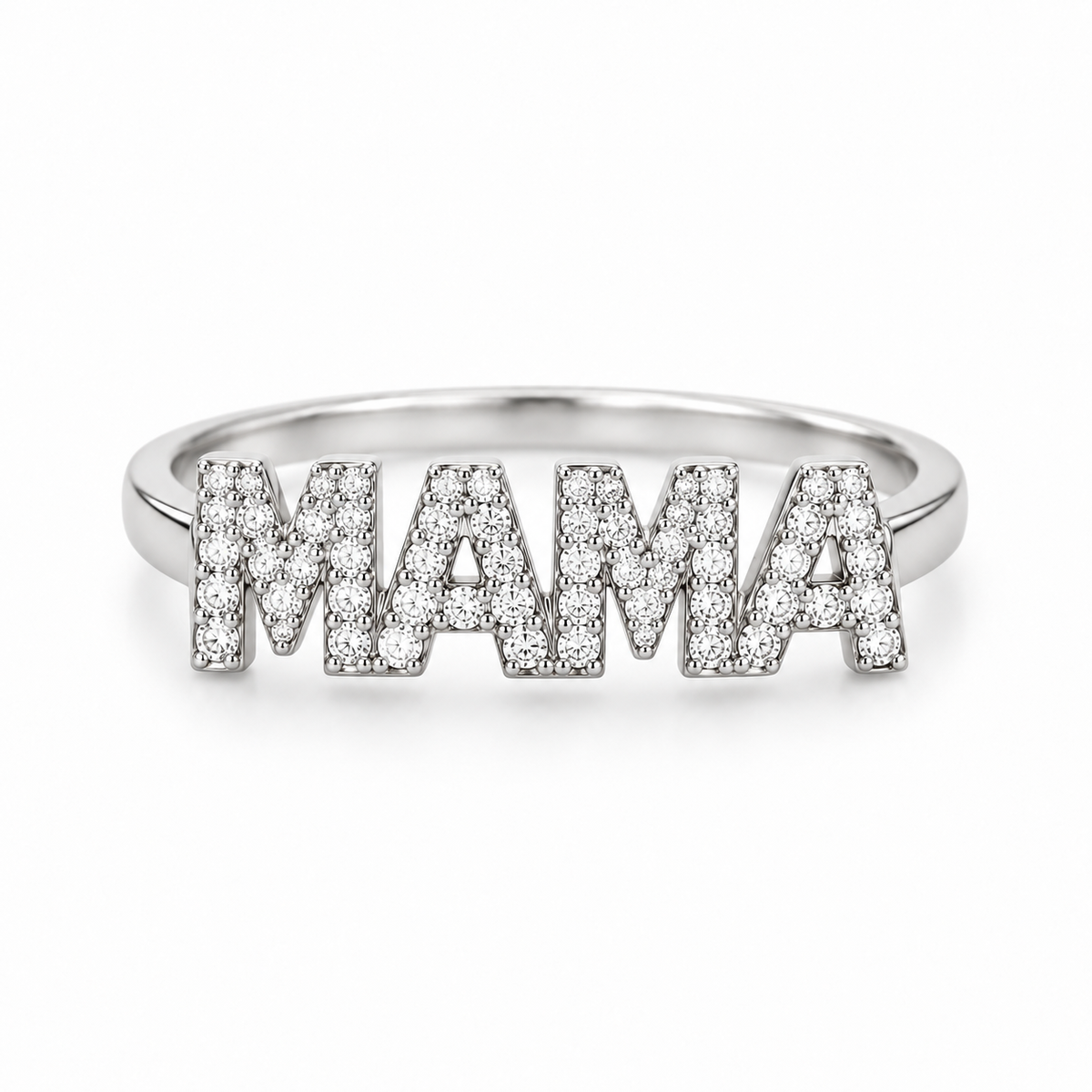 Sterling Silver Mama Ring CZ Stone