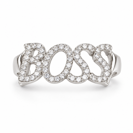 Sterling Silver Boss Ring CZ Stone RCZ3356