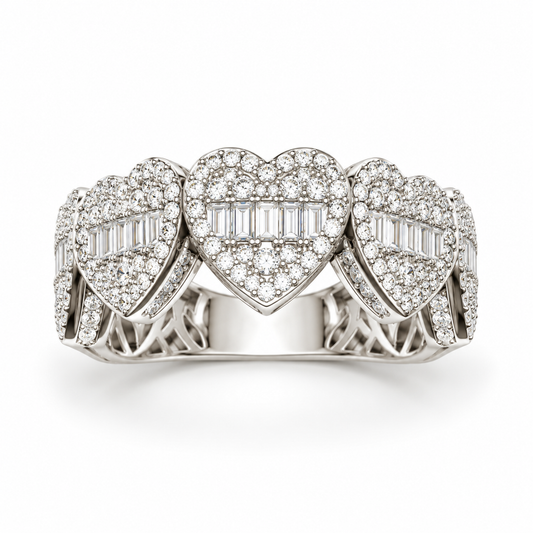 Sterling Silver Heart Shape Ring CZ Stone RCZ3344