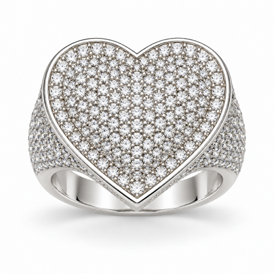 Sterling Silver Heart Shape Ring CZ Stone RCZ3343