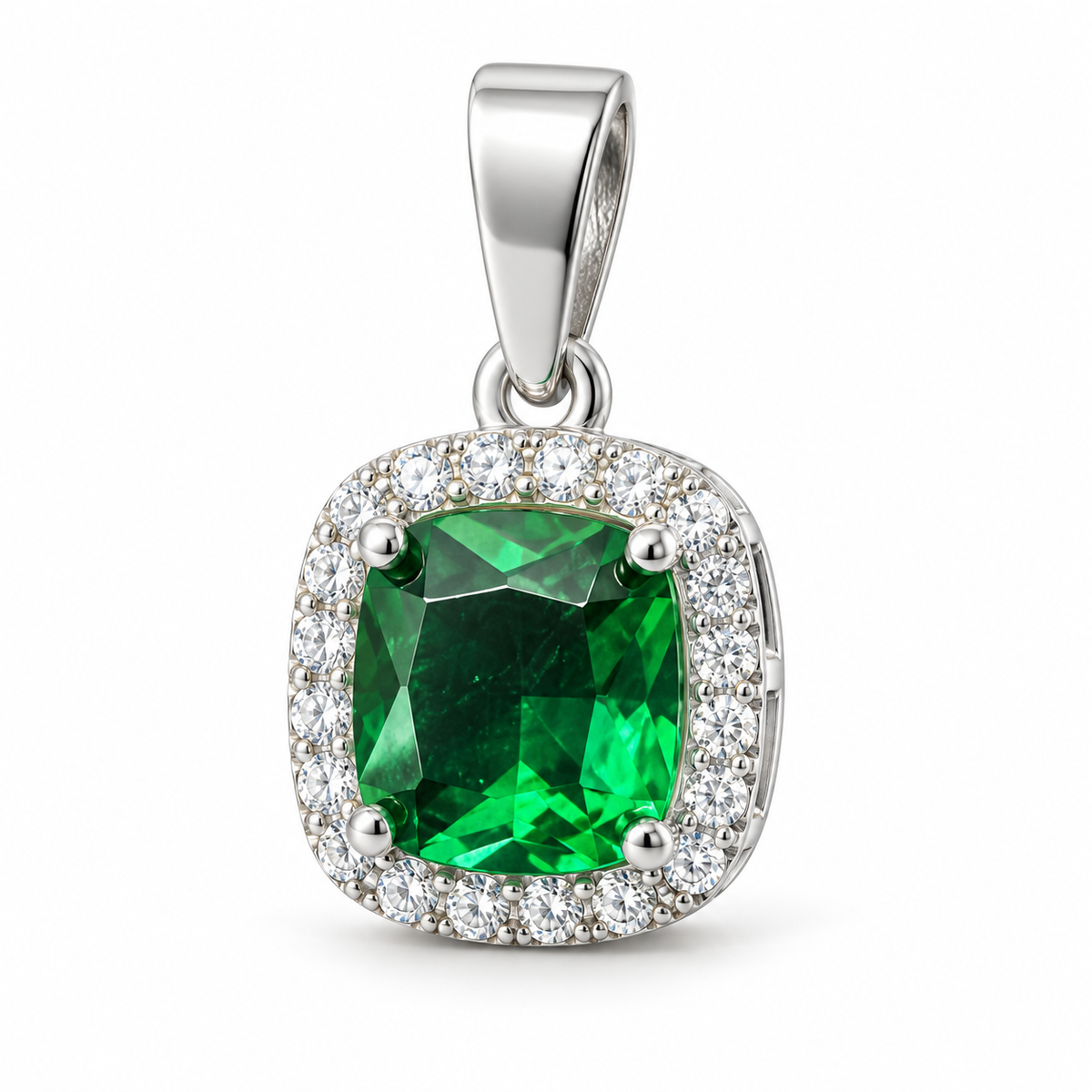 Sterling Silver Pendant CZ Stone – Green