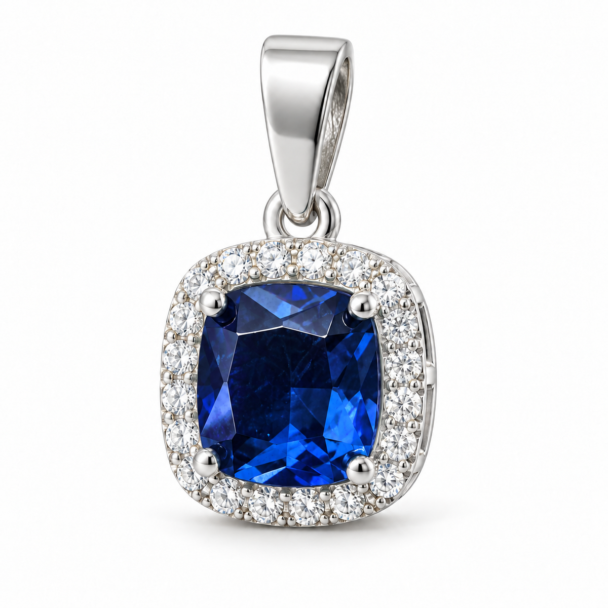 Sterling Silver Pendant CZ Stone – Blue