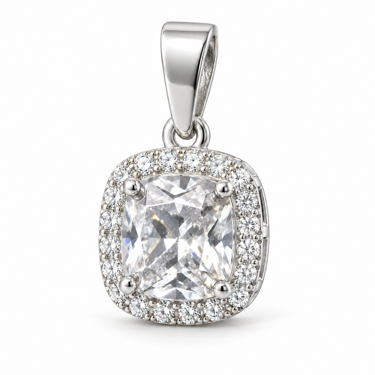 Sterling Silver Pendant CZ Stone – White